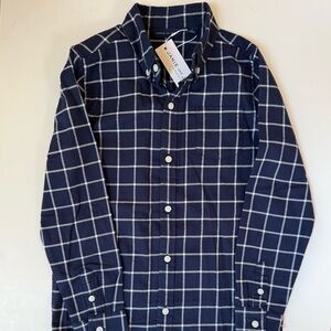 Janie and Jack Navy and White Checkered Button Down Shirt